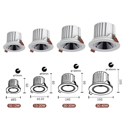 Cob 10W 15W 20W dimmbares LED Downlight blendfreie rahmenlose Einbaubeleuchtung