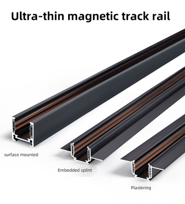 Ultradünne 48-V-Magnetschienenleuchte, oberflächenmontierte, eingebettete Aluminiumschiene, 1 m, 2 m, 3 m