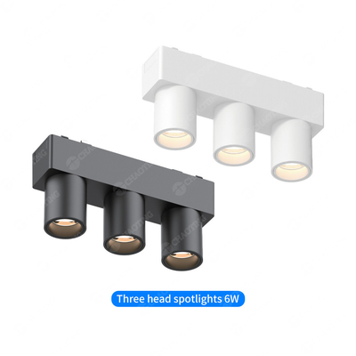 CRI90 Magnetische Drei-Kopf-Spurlicht Deckenfrei Led Schwarz-Weiß Scheinwerfer